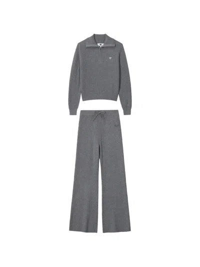 Chocoolate Ribbed-knit Tracksuit Set In Gray