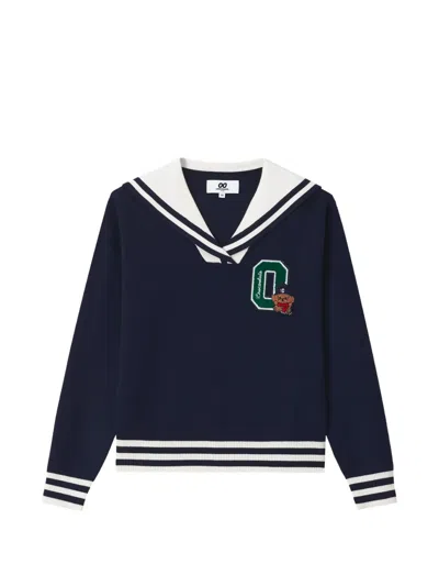 Chocoolate Sailor-collar Patch-detail Sweater In Blue