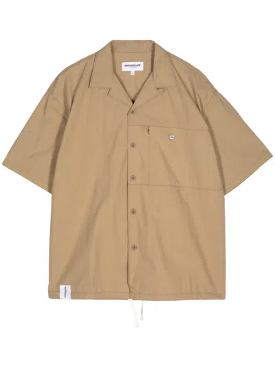 Chocoolate Short-sleeve Cotton Shirt In Brown