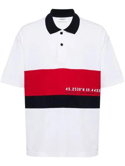Chocoolate Stripe-panel Polo Shirt In White