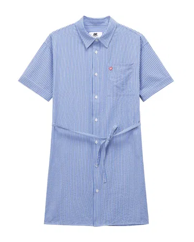 Chocoolate Striped Belt Midi Dress In Blue