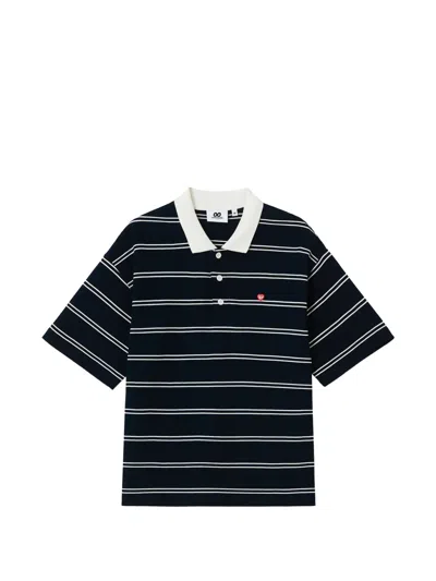 Chocoolate Striped Cotton Polo Top In Blue