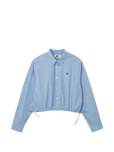 Chocoolate Striped Drawstring-details Cotton Shirt In Blue