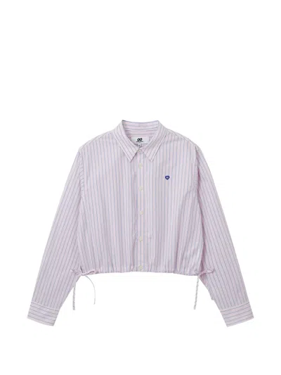 Chocoolate Striped Drawstring-details Cotton Shirt In Multi