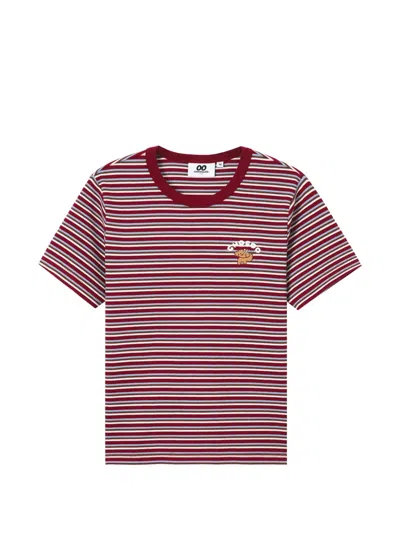 Chocoolate Striped Embroidered-detail Cotton T-shirt In Multi