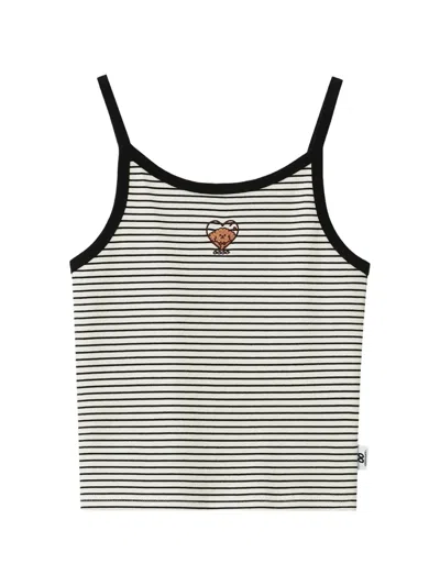 Chocoolate Striped Embroidered Top In Neutral