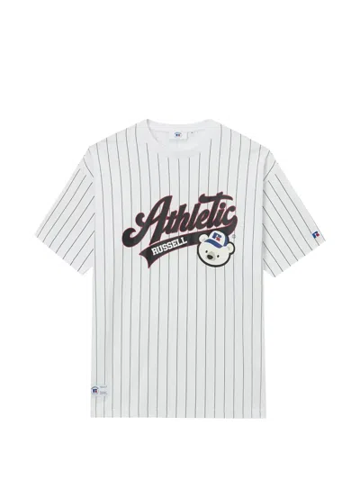 Chocoolate Striped Graphic T-shirt In White