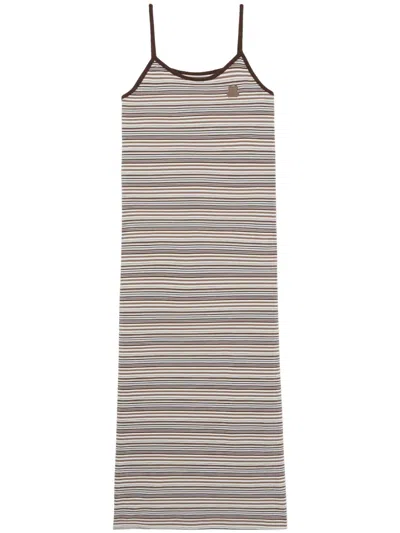 Chocoolate Striped Midi Dress In Neutrals