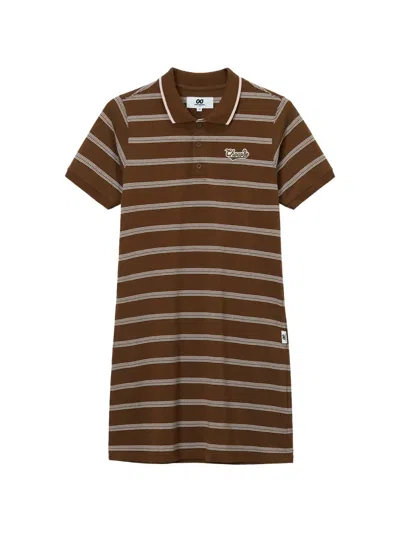 Chocoolate Striped Polo Dress In Brown