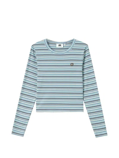 Chocoolate Striped Ribbed-knit Long-sleeve T-shirt In Blue