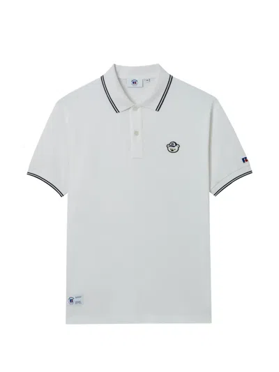 Chocoolate Striped Trim Polo Shirt In White