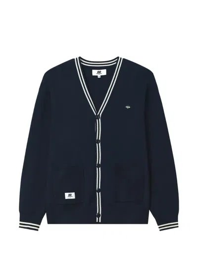 Chocoolate Stripe-trim Button-up Cardigan In Blue