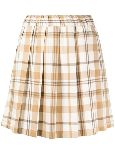 Chocoolate Tartan-print Flared Mini Skirt In Brown