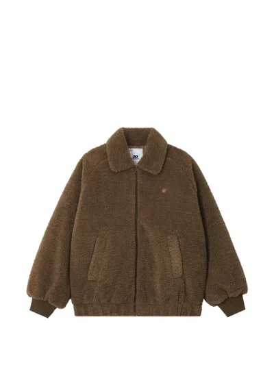 Chocoolate Teddy-texture Zip-up Jacket In Brown