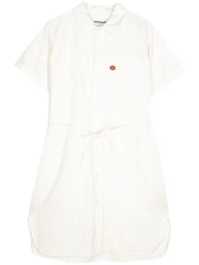 Chocoolate Tied-waist Cotton Shirtdress In White