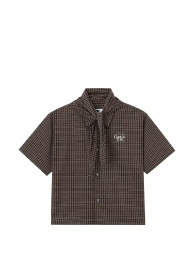 Chocoolate Tie-fastening Checked Shirt In Brown