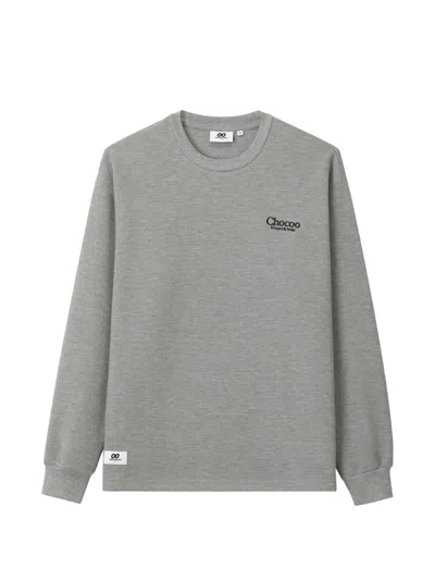 Chocoolate Waffle-knit Logo-print T-shirt In Grey
