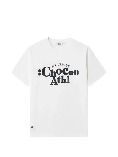 Chocoolate 그래픽 프린트 반소매 티셔츠 In White