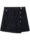 Chocoolate Wrap-front Denim Shorts In Blau