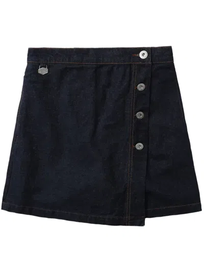 Chocoolate Wrap-front Denim Shorts In Blau