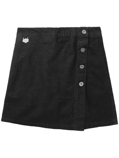 Chocoolate Wrap-front Denim Shorts In Schwarz