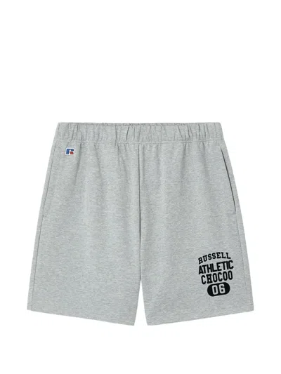 Chocoolate X Russel Athletic Patch-pocket Track Shorts In Gray