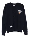 Chocoolate X Russell Athletic Bear-embroidered Cardigan In Blue