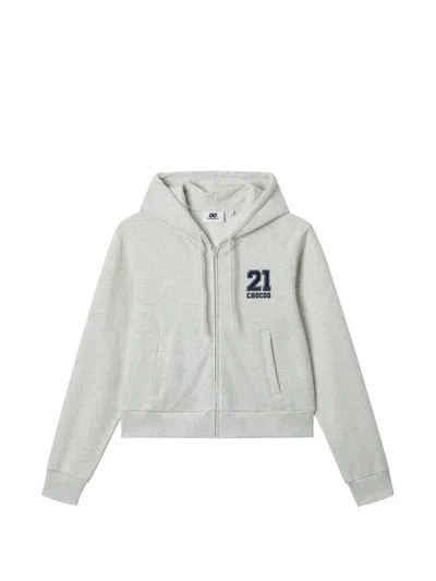 Chocoolate Zip Hooded Knitwear In Gray