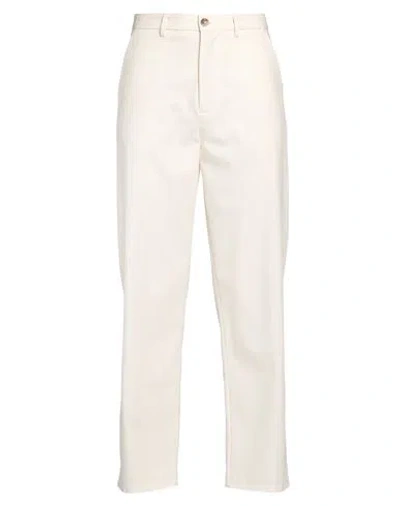 Choice Man Pants Ivory Size 32 Cotton, Polyester, Viscose, Acrylic, Rubber In White