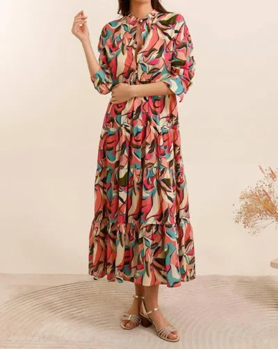 Choklate Paris Abstract Floral Printed Cotton Dress In Multi