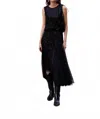 Choklate Paris Ambre Tulle & Sequin Midi Skirt In Black In Black