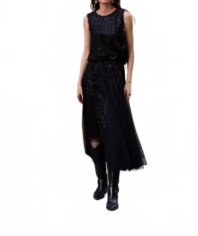 Choklate Paris Ambre Tulle & Sequin Midi Skirt In Black