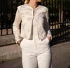 Choklate Paris Floral Pattern Sequined Jacket In Ecru