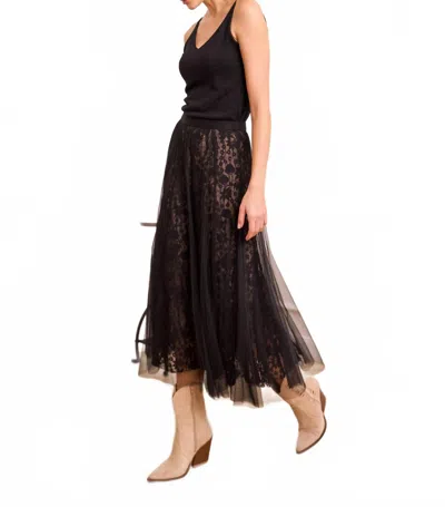 Choklate Paris Lace & Tulle Skirt In Black Nude