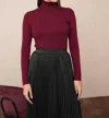 Choklate Paris Loraine Turtleneck Sweater In Bordeaux In Blue