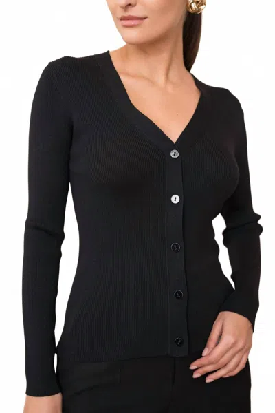 Choklate Paris Ribbed Knit Cardigan In Black