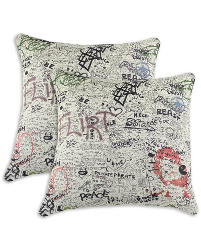 Chooty & Co. Just The Facts Set Of 2 Decorative Pillows In Gray