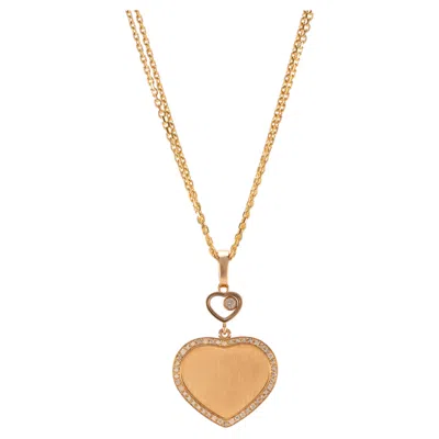 Pre-owned Chopard 007 Happy Hearts Golden Hearts Diamond 18 Kt Rose Gold Pendant Necklace In Red
