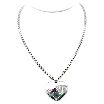 Pre-owned Chopard 0.50ct Tourmaline & 0.20ct Diamond Heart Pendant In 18k White Gold