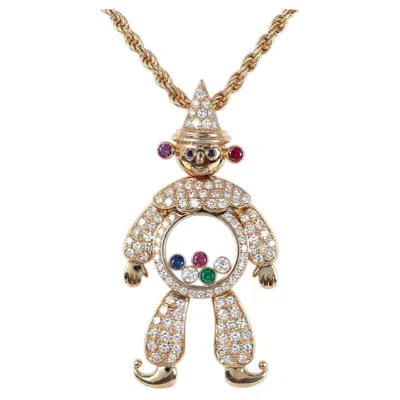 Pre-owned Chopard 1.6 Carat Diamond Ruby Sapphire Emerald Happy Clown Pendant Necklace In Green