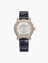 Chopard Womens 18-carat Rose Gold Happy Sport 275378-5003 18ct Diamond And Leather Automatic Watch In 18-carat Rose Gold