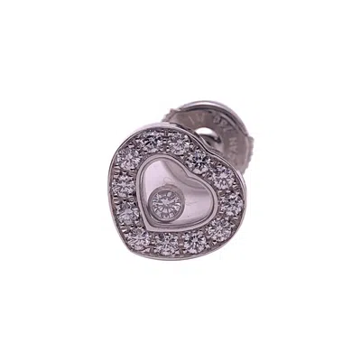 Pre-owned Chopard 18 Karat Gold Diamond Heart Stud Earrings With Single Floating Diamond In Multi