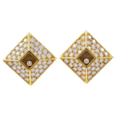 Pre-owned Chopard , 18 Karat Gold Happy Diamonds Clip Earrings Women 98 Pieces Diamond In Multi
