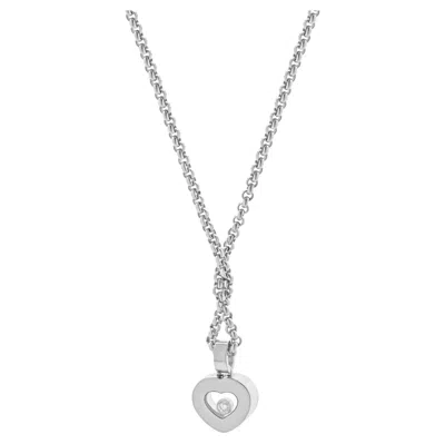 Pre-owned Chopard 18 Karat White Gold Happy Diamond Heart Necklace