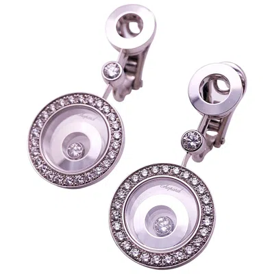 Pre-owned Chopard 18 Karat White Gold Happy Spirit 1.34 Carat, Diamond Pendulum Earrings