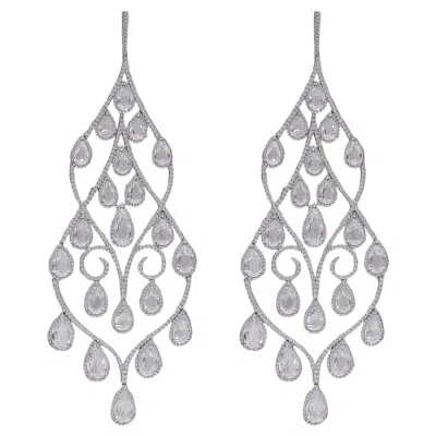 Pre-owned Chopard 18 Kt. White Gold  Chandelier Earrings With Approx. 28.56 Ct. Diamonds