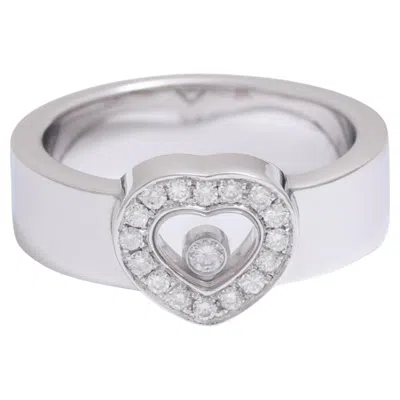 Pre-owned Chopard 18 Kt. White Gold  Happy Diamond Hart Shape Ring