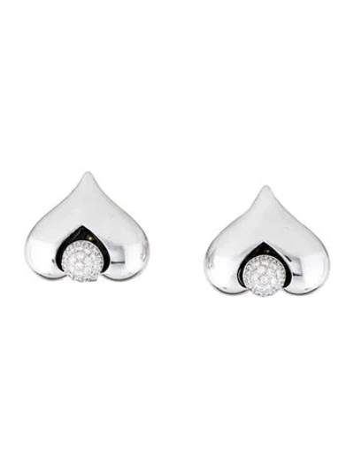 Pre-owned Chopard 18k 1.05ctw Diamond Heart Clip-on Earrings In Multi