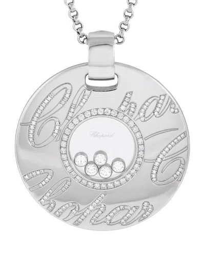 Chopard Happy Diamonds 18k White Gold 1.14ct Diamond Pendant Necklace Ch30-102124