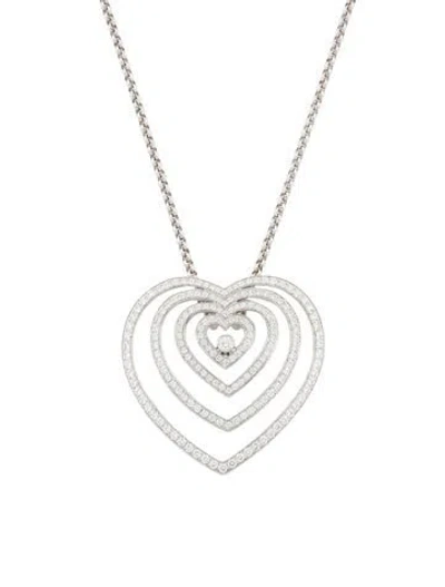 Pre-owned Chopard 18k 1.70ctw Diamond Happy Heart Pendant Necklace, 19.75" In Multi